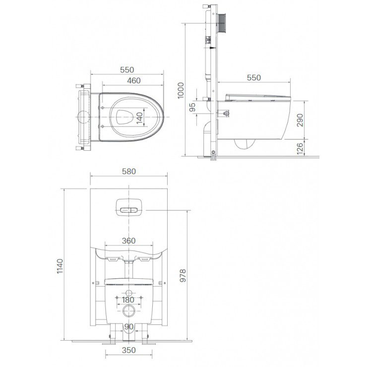 Alternative view of Bồn cầu treo tường INAX AC-952+CW-S15VN Nắp rửa cơ