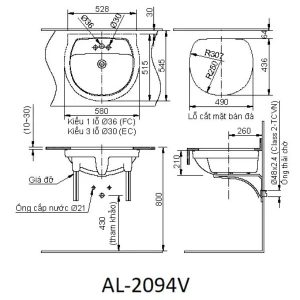 Ảnh công trình thực tế Chậu rửa lavabo âm bàn INAX AL-2094VFC