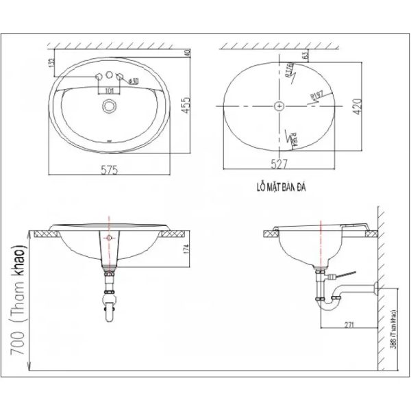 Alternative view of Chậu rửa lavabo âm bàn INAX AL-2395VEC