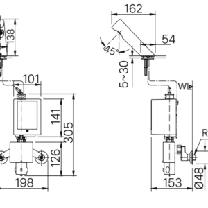 Alternative view of Vòi Chậu Lavabo Cảm Ứng INAX AMV-300K Nóng Lạnh Dùng Pin