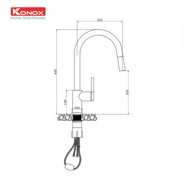 Alternative view of Vòi Rửa Chén KONOX Alto Nickel Dây Rút