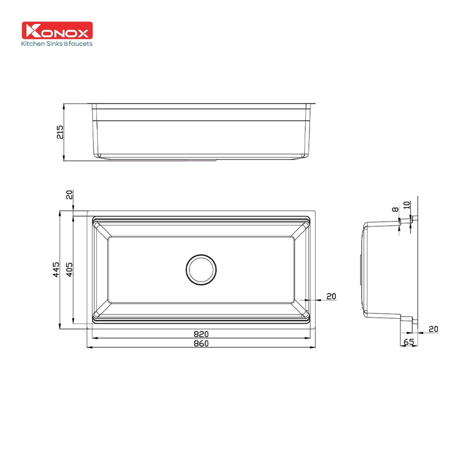 Ảnh công trình thực tế Chậu Rửa Chén KONOX KN8644SU Dekor Chống Xước 860mm Inox 1 Hộc