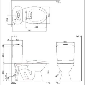 Alternative view of Bồn cầu INAX nắp rửa cơ C-306PT+CW-S15VN