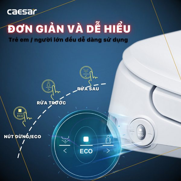 Alternative view of Bồn cầu 1 khối nắp điện tử Caesar C1364F/TAF710H