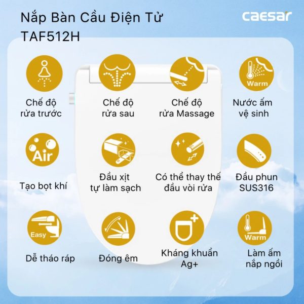 Ảnh công trình thực tế Bồn cầu 1 khối nắp điện tử Caesar C1375F/TAF512H