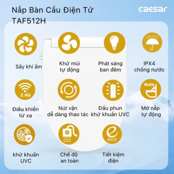Ảnh công trình thực tế Bồn cầu 1 khối nắp điện tử Caesar C1375F/TAF512H