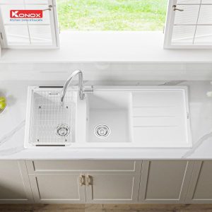 Ảnh công trình thực tế Chậu Rửa Chén KONOX LIVELLO 1160 White Silver Màu Trắng