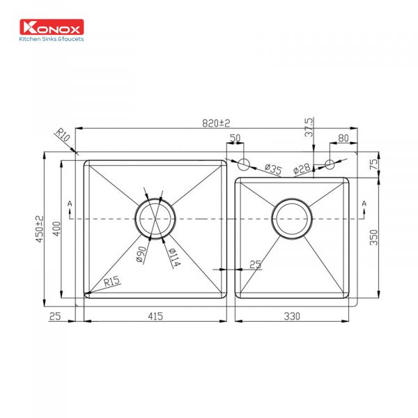 Alternative view of Chậu Rửa Chén KONOX KN8245DO 2 Hộc