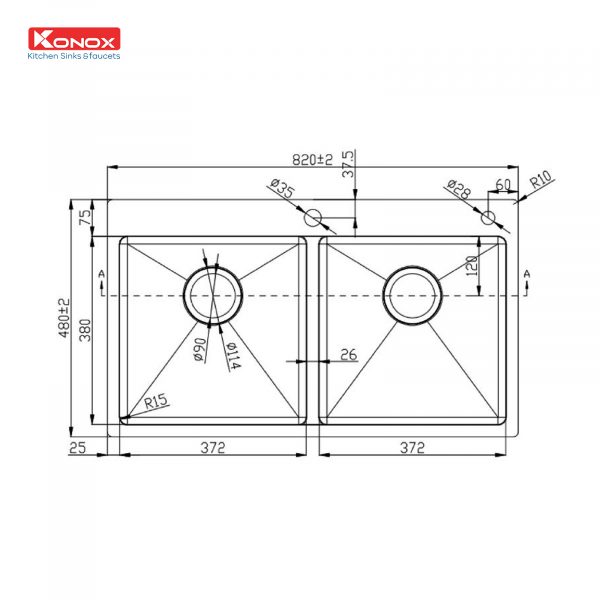 Alternative view of Chậu Rửa Chén KONOX KN8248DOB 2 Hộc