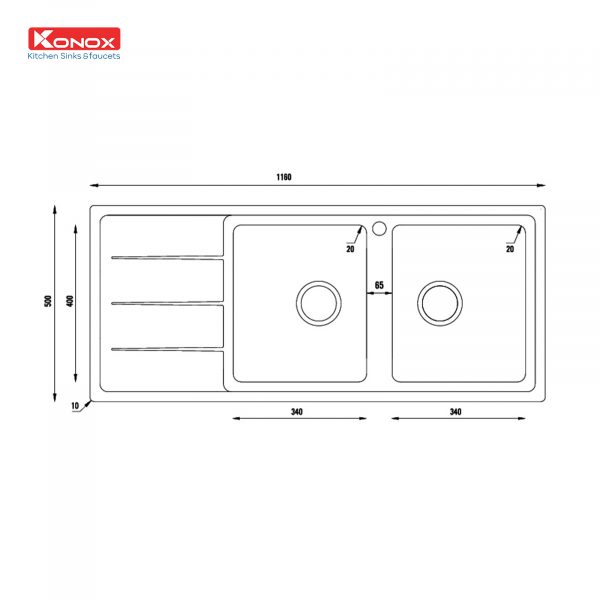 Alternative view of Chậu Rửa Chén KONOX BETA 1160 INOX Bàn Trái
