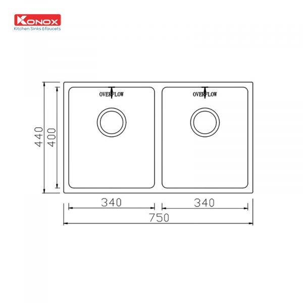 Alternative view of Chậu Rửa Chén KONOX CUBE 7544DU 2 Hộc