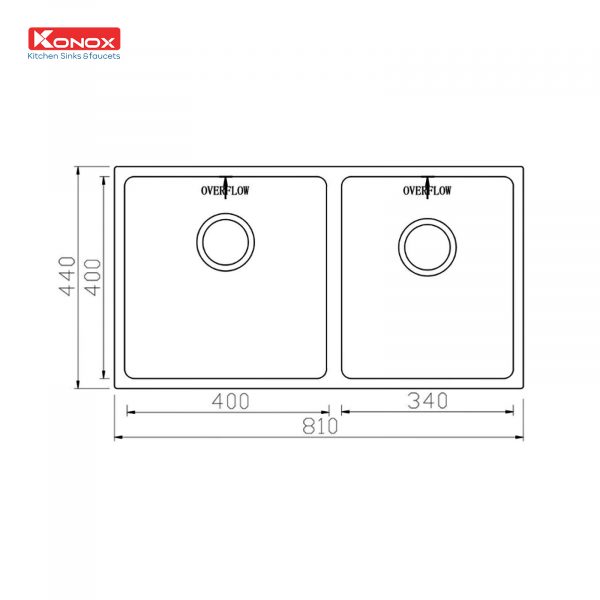 Alternative view of Chậu Rửa Chén KONOX CUBE 8144DU 2 Hộc
