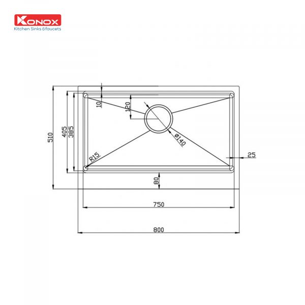 Ảnh công trình thực tế Chậu Rửa Chén KONOX KN8051AS Retta Inox 1 Hộc