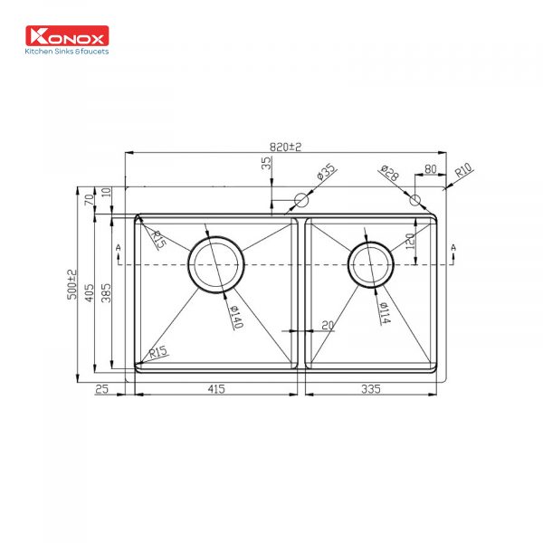 Alternative view of Chậu Rửa Chén KONOX KN8250TD 2 Hộc