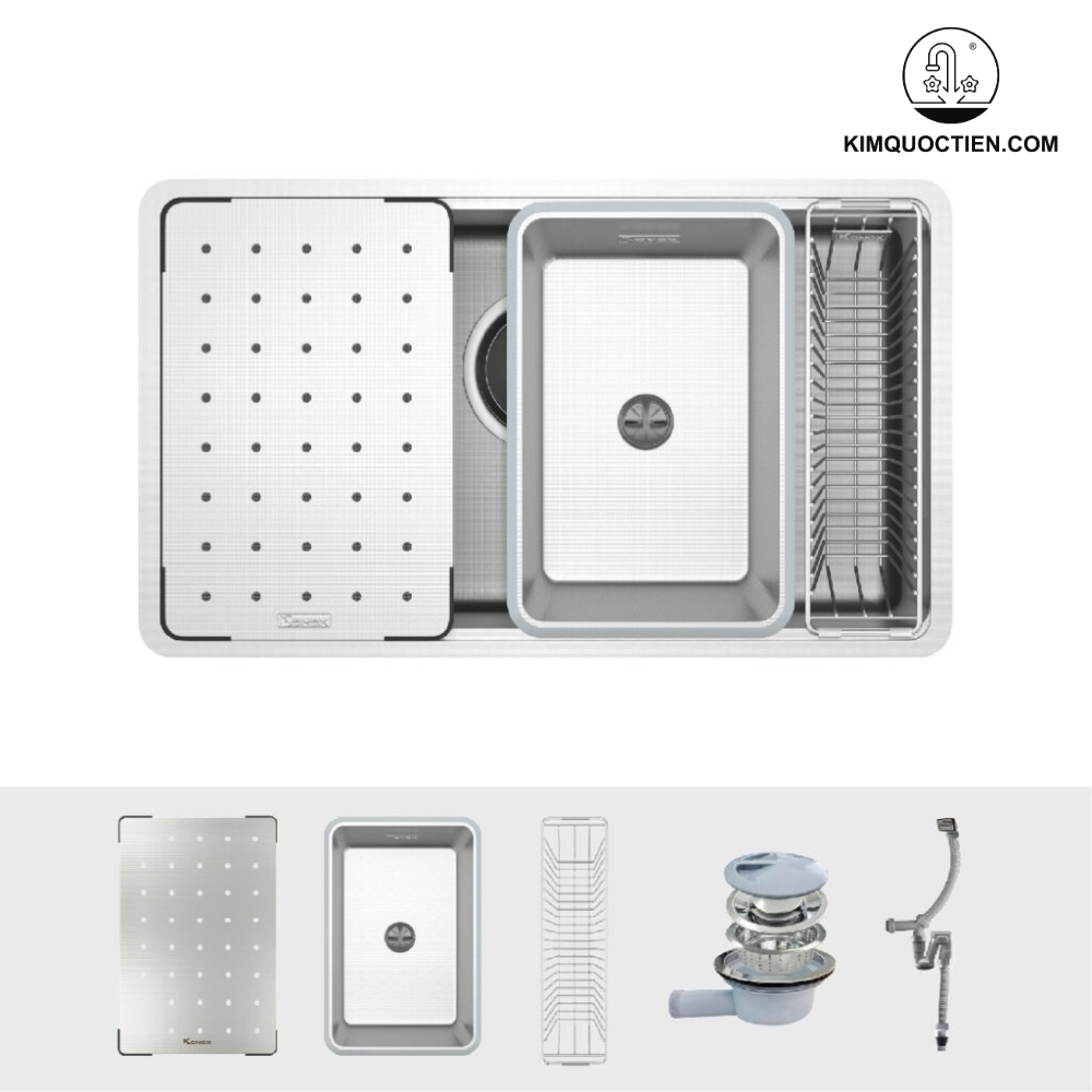 Ảnh công trình thực tế Chậu rửa bát chống xước KONOX Dekor 8044SU Workstation Sink
