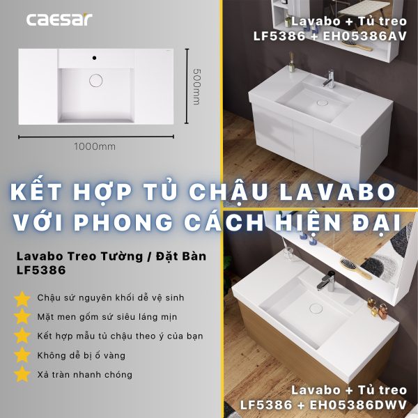 Ảnh công trình thực tế Tủ lavabo Caesar EH05386AV