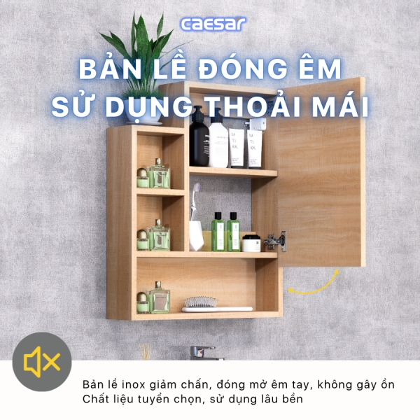 Ảnh công trình thực tế Tủ gương Caesar EM0160W7V màu vân gỗ 60cm