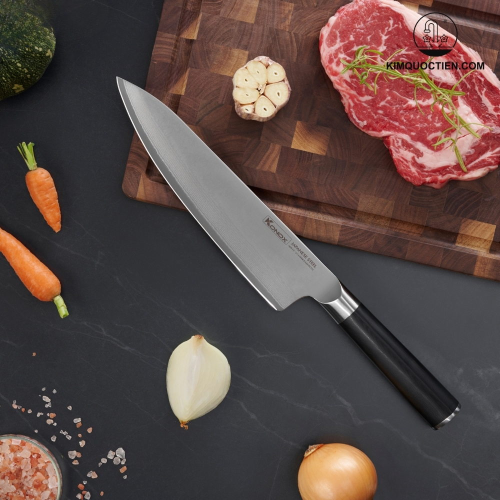 Alternative view of Dao đầu bếp thép Nhật Damascus KONOX Eiko Chef Knife Series 8″