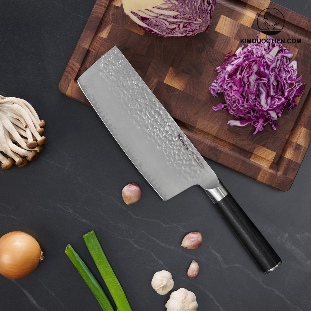 Alternative view of Dao thái thép Nhật Damascus KONOX Eiko Chopper Series 7″