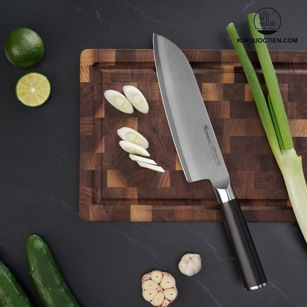 Alternative view of Dao đa năng thép Nhật Damascus KONOX Eiko Santoku Series 7″