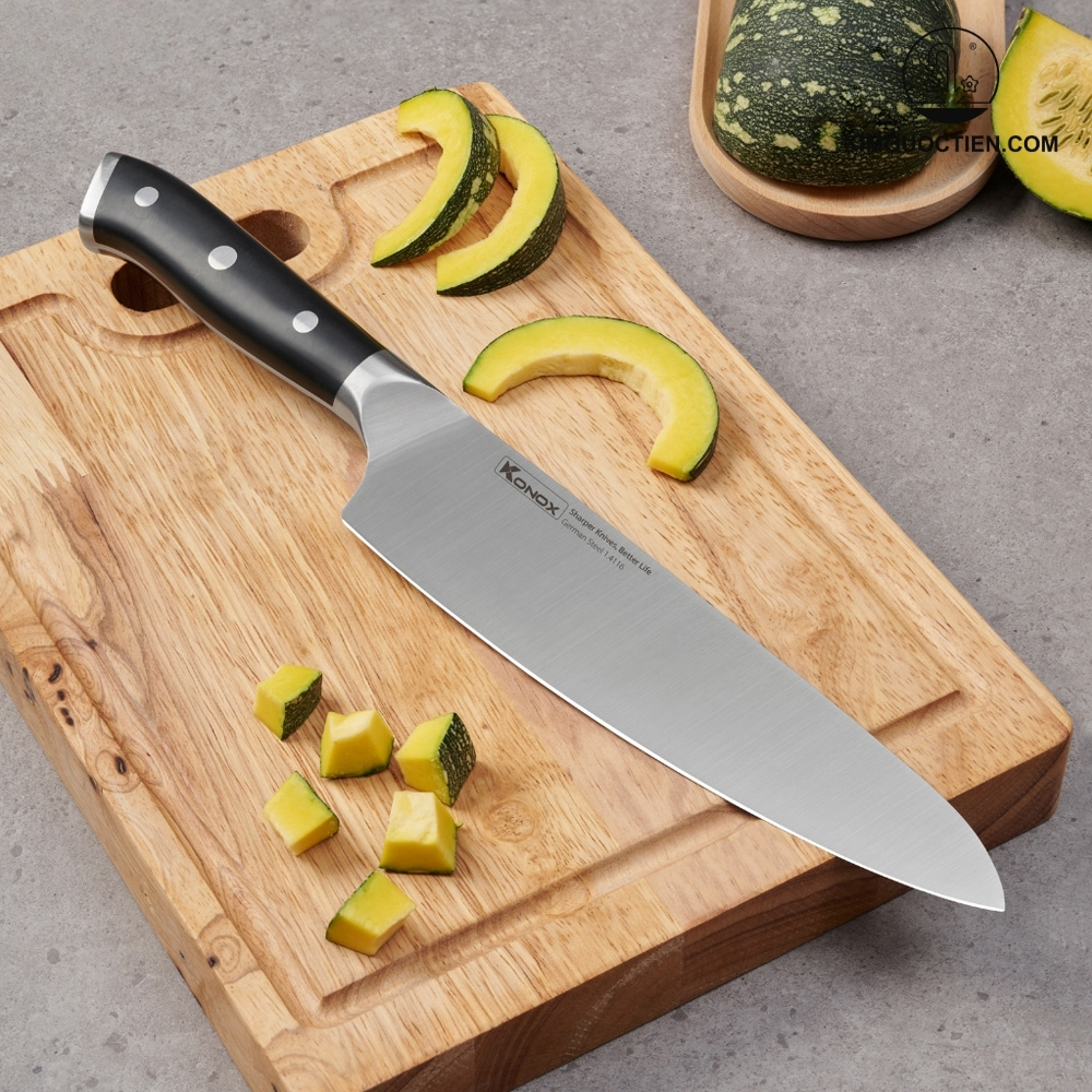 Ảnh công trình thực tế Dao đầu bếp thép Đức KONOX Emmitt Chef Knife Series 8″