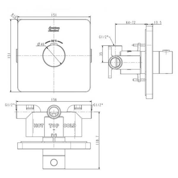 Alternative view of Bộ trộn nhiệt độ âm tường EasySET American Standard FFAS0930WS