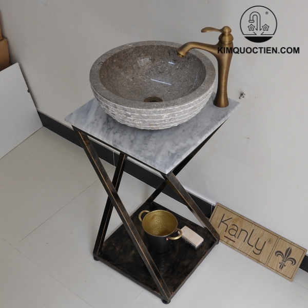 Ảnh công trình thực tế Bàn đặt chậu lavabo mặt đá Kanly FP07