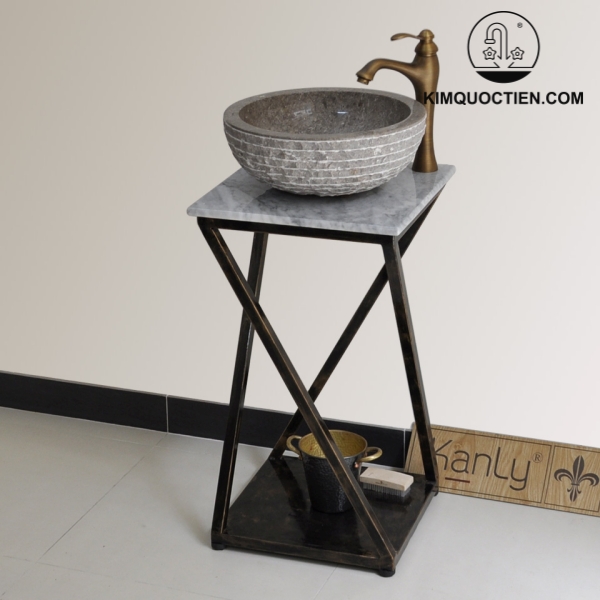Ảnh công trình thực tế Bàn đặt chậu lavabo mặt đá Kanly FP07