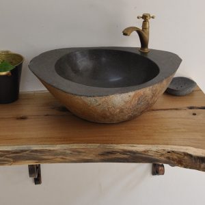 Ảnh công trình thực tế Bàn Mặt Gỗ Tự Nhiên Đặt Chậu Lavabo Kanly FW05