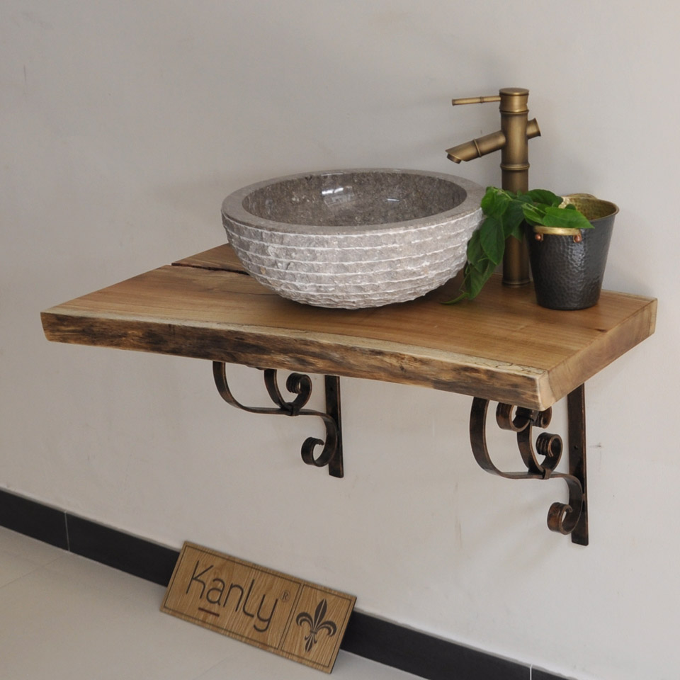 Alternative view of Bàn Mặt Gỗ Tự Nhiên Đặt Chậu Lavabo Kanly FW05