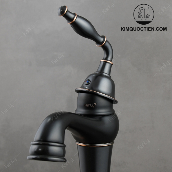 Ảnh công trình thực tế Vòi Lavabo Kanly Cổ Cao GCA14B Bằng Đồng Cổ Điển Màu Đen