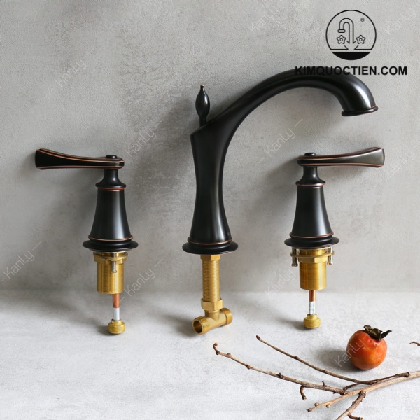 Ảnh công trình thực tế Vòi Lavabo Kanly GCB02B Nóng Lạnh 3 Lỗ Bằng Đồng Màu Đen