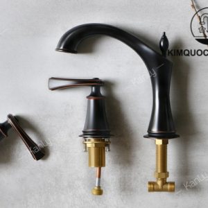 Ảnh công trình thực tế Vòi Lavabo Kanly GCB02B Nóng Lạnh 3 Lỗ Bằng Đồng Màu Đen