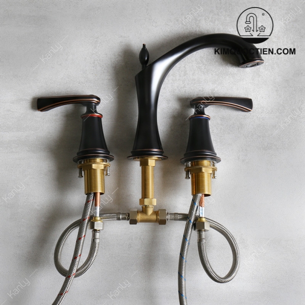 Ảnh công trình thực tế Vòi Lavabo Kanly GCB02B Nóng Lạnh 3 Lỗ Bằng Đồng Màu Đen