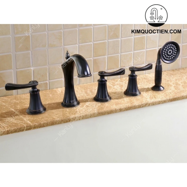 Alternative view of Vòi Xả Bồn Tắm 5 Lỗ Kanly GCB06B Nóng Lạnh Bằng Đồng Màu Đen