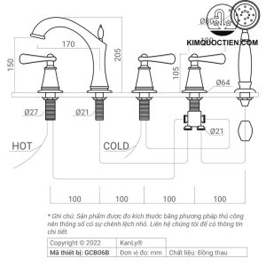 Ảnh công trình thực tế Vòi Xả Bồn Tắm 5 Lỗ Kanly GCB06B Nóng Lạnh Bằng Đồng Màu Đen