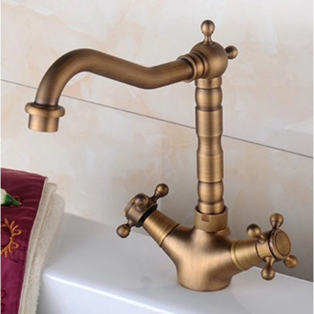 Alternative view of Vòi lavabo Kanly GCC05 nóng lạnh bằng đồng cổ điển