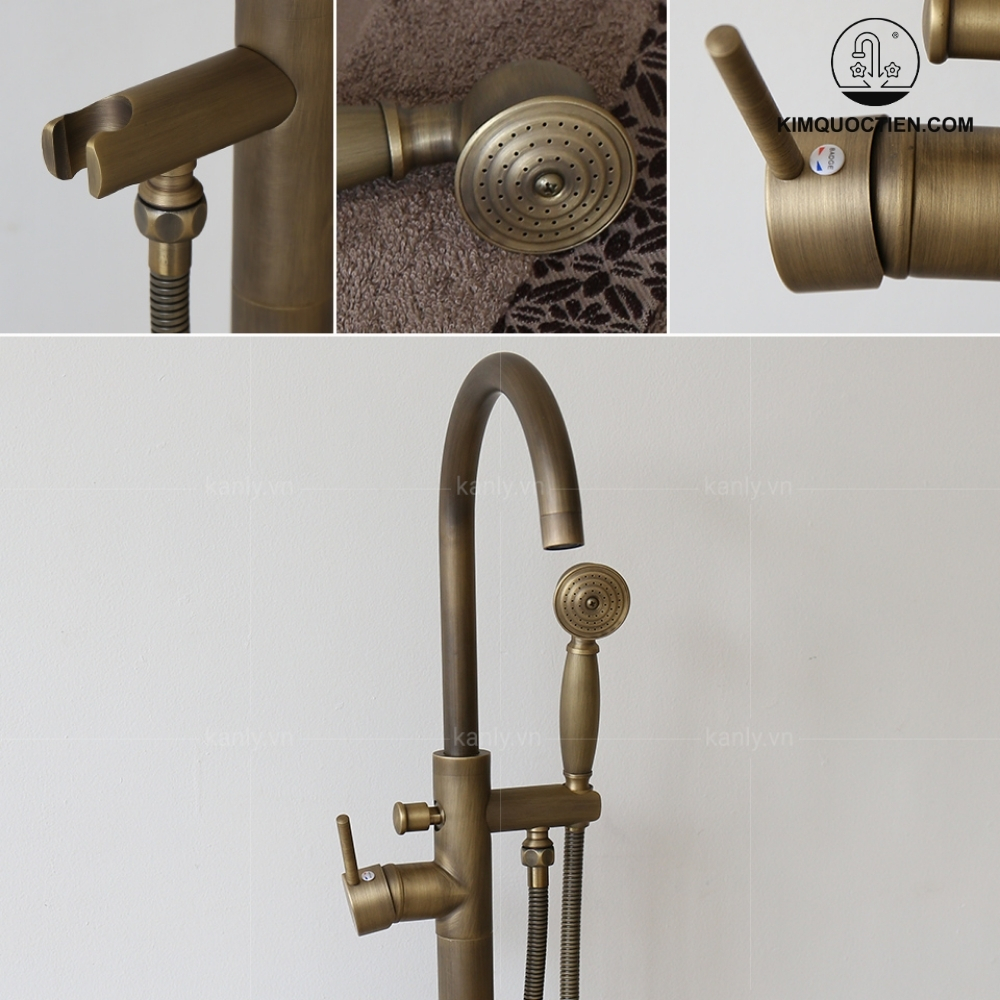 Alternative view of Vòi Sen Xả Bồn Tắm Kanly GCS06 Nóng Lạnh Đặt Sàn Đồng Thau Cổ Điển