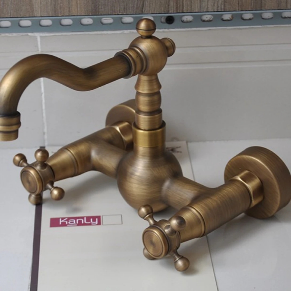 Alternative view of Vòi lavabo Kanly GCT06 nóng lạnh gắn tường bằng đồng