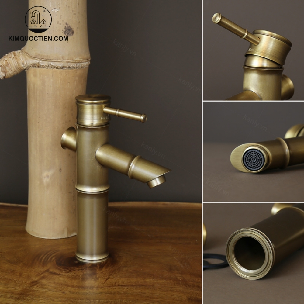 Alternative view of Vòi Lavabo Kanly GCV02 Nóng Lạnh Bằng Đồng Hình Ống Tre
