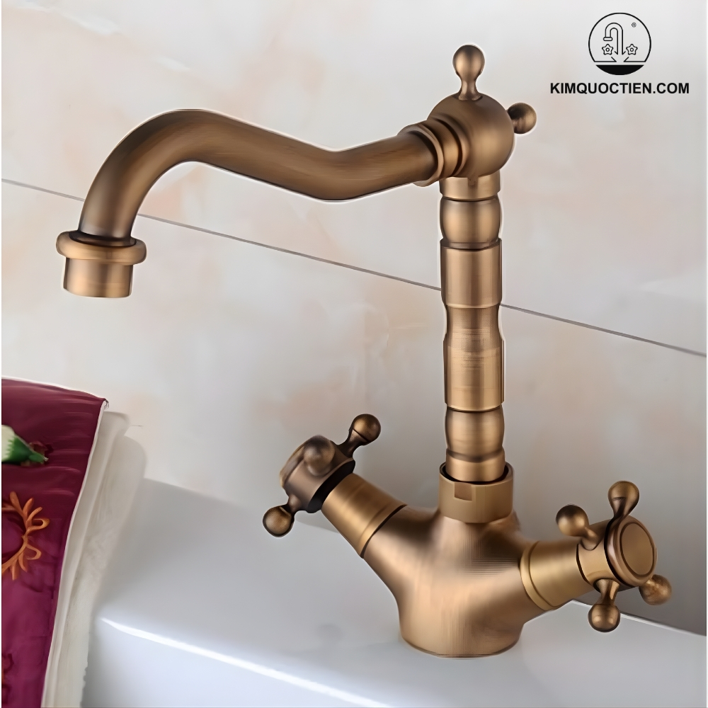 Alternative view of Vòi Lavabo Kanly GCV05 Nóng Lạnh Bằng Đồng Cổ Điển