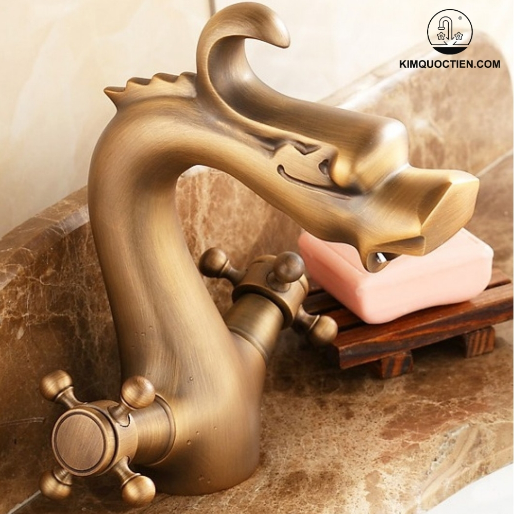 Alternative view of Vòi Lavabo Kanly GCV10 Nóng Lạnh Bằng Đồng Hình Đầu Rồng