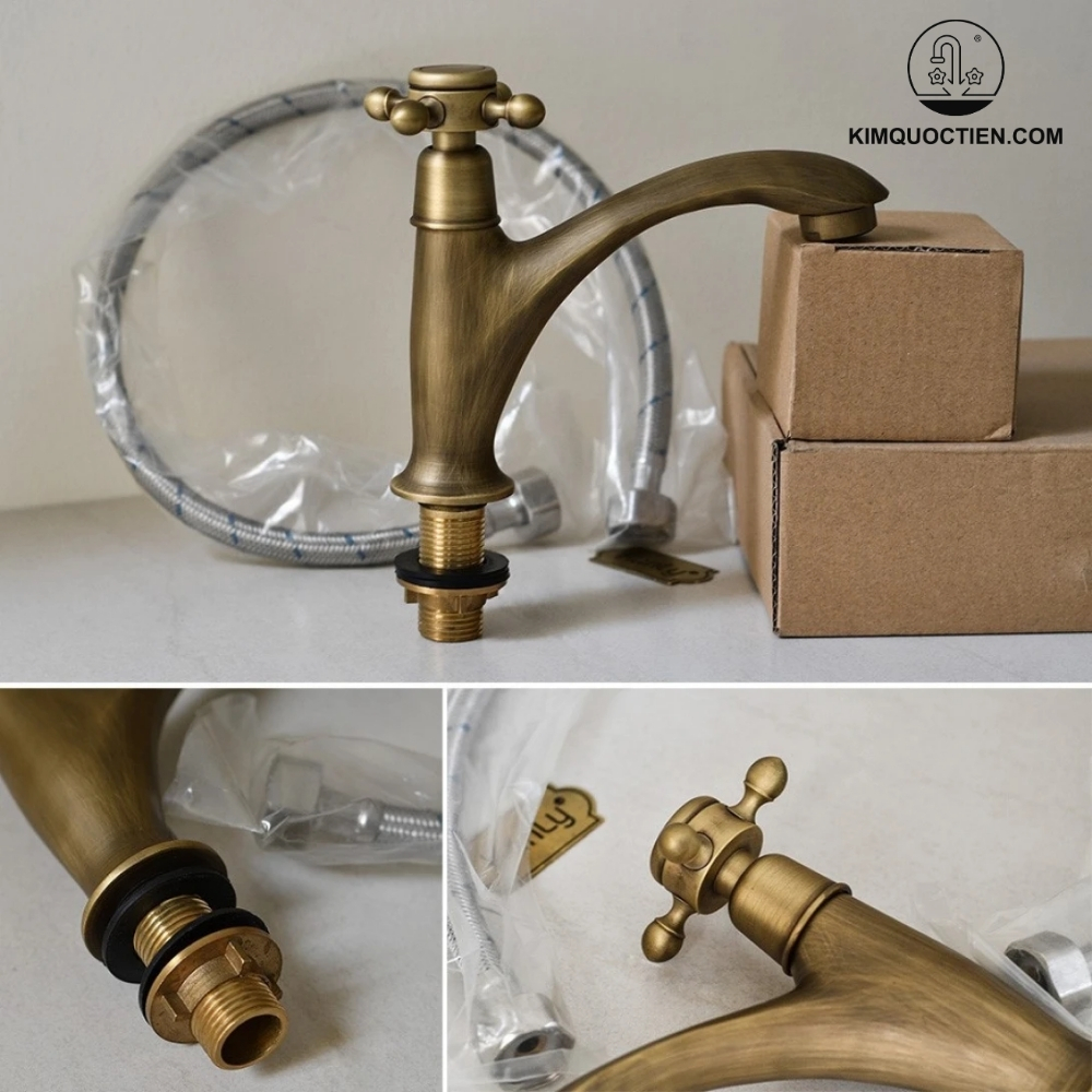 Alternative view of Vòi Lavabo Kanly GCV109 Lạnh Bằng Đồng Giả Cổ