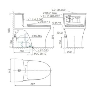 Ảnh công trình thực tế Bàn cầu một khối HL2 + Xịt VG826 + VG853