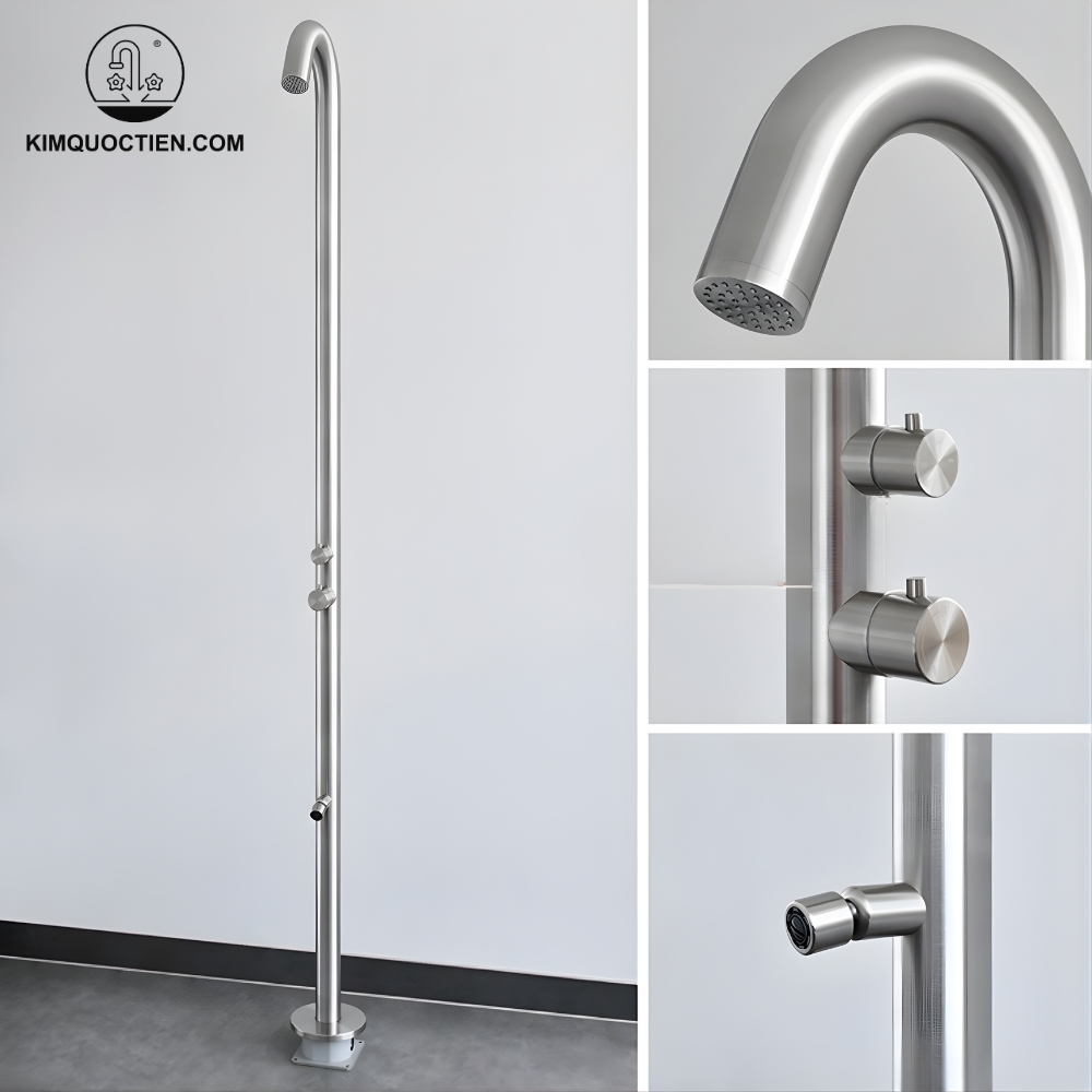 Ảnh công trình thực tế Sen Cây Tắm Đứng Kanly KLS9015W Nóng Lạnh Đặt Sàn Ngoài Trời Màu Trắng