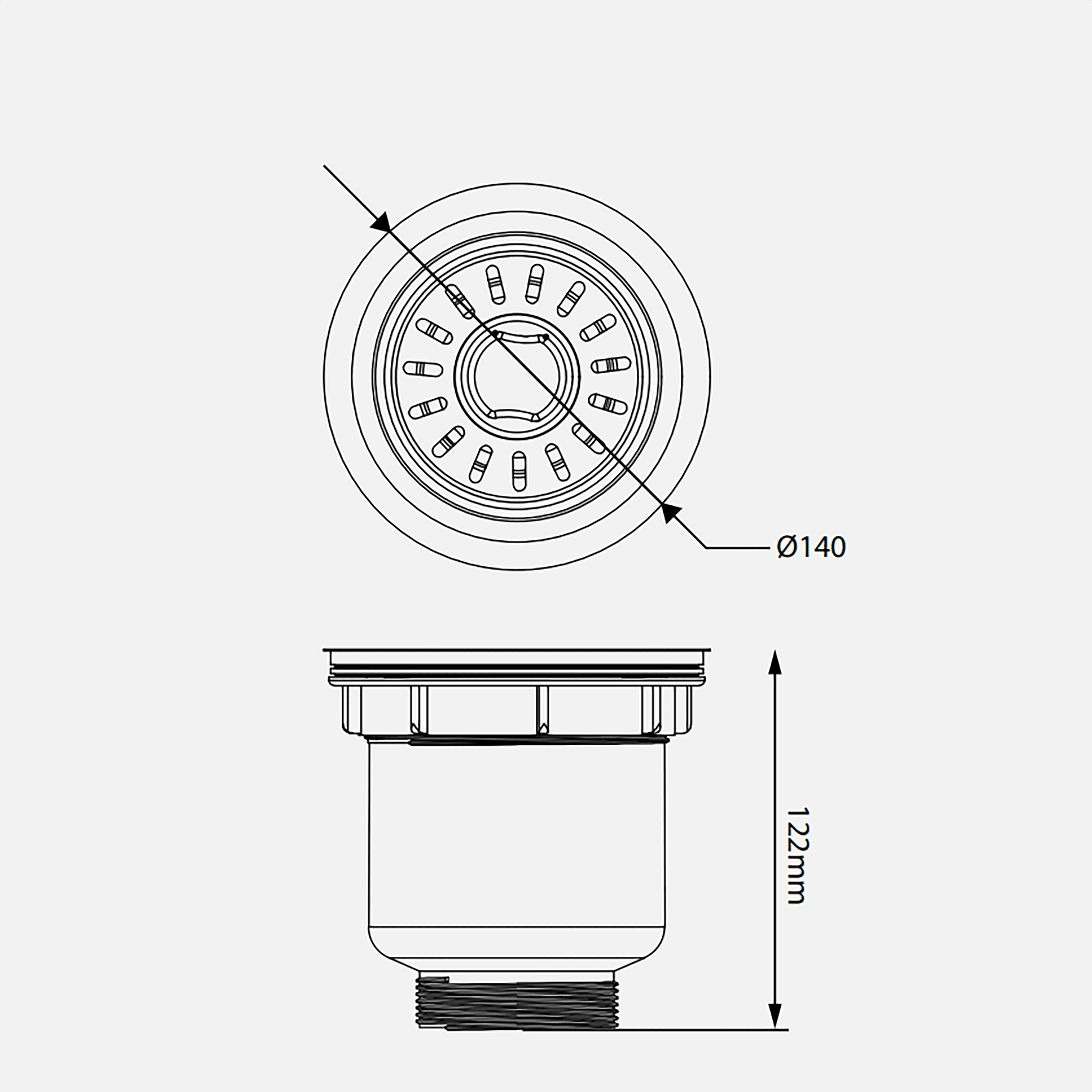 Alternative view of Bát rác inox Kluger KS – 501DN140B