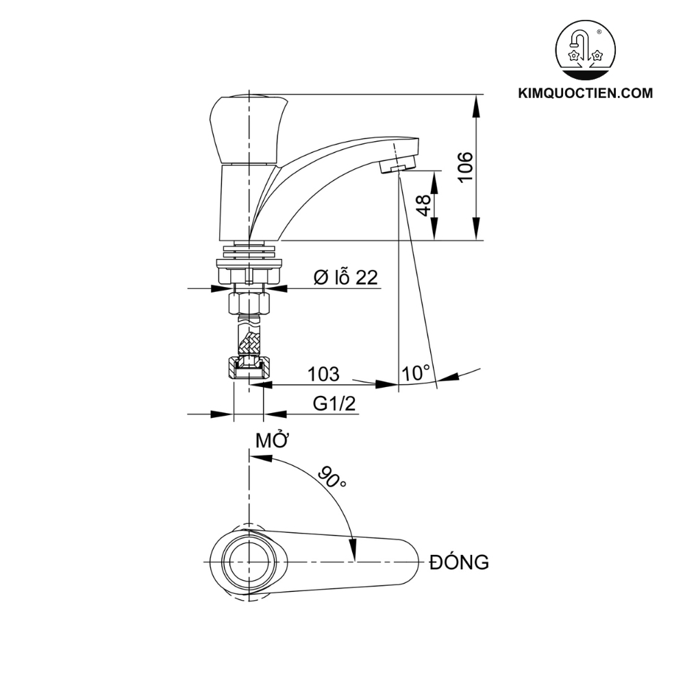Alternative view of Vòi lavabo lạnh Luxta L1102D