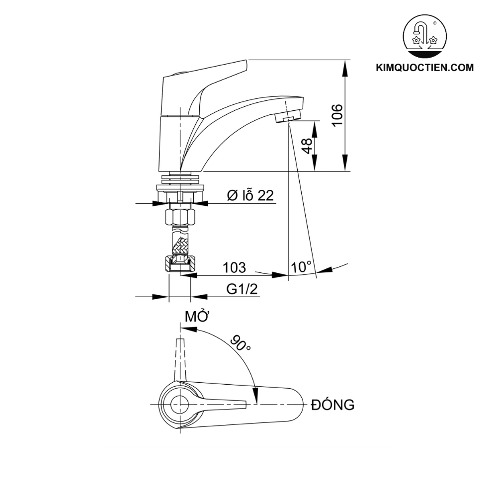 Alternative view of Vòi lavabo lạnh Luxta L1102V