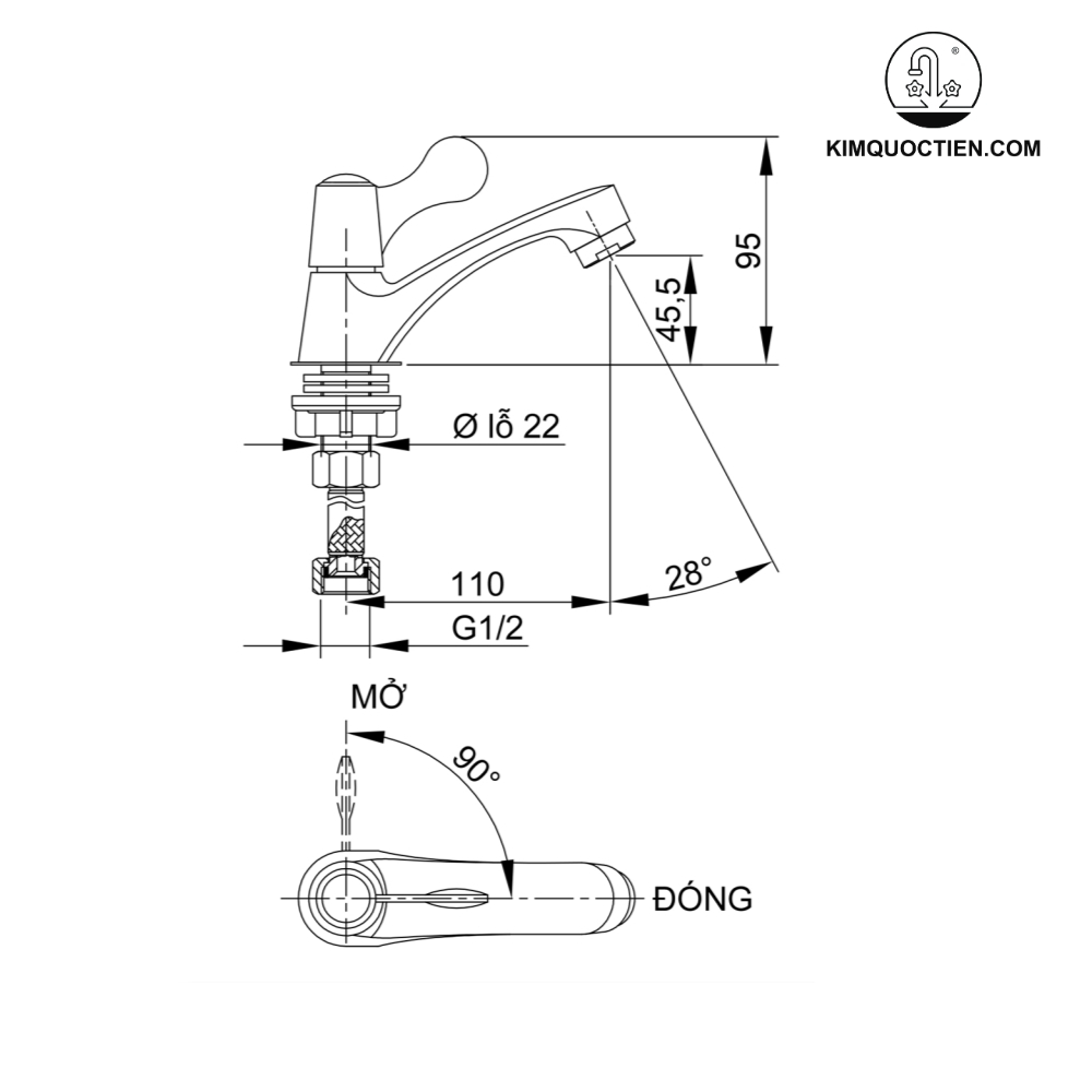 Alternative view of Vòi lavabo lạnh Luxta L1103