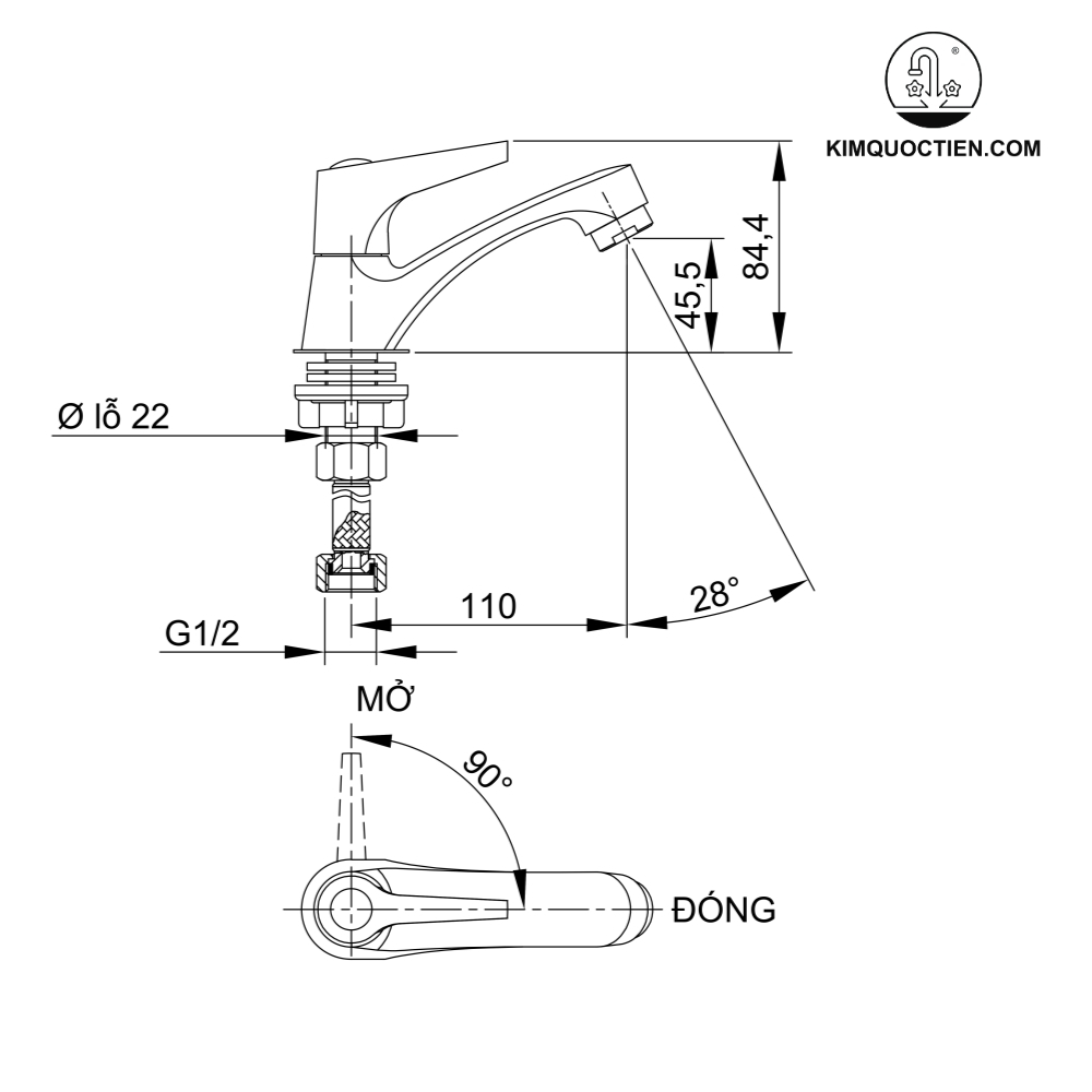 Alternative view of Vòi lavabo lạnh Luxta L1104V